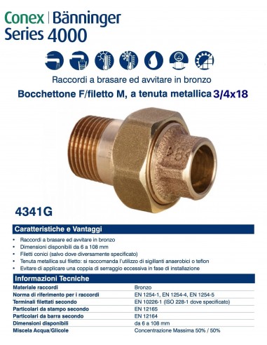 BOCCHETTONE  FILETTO MASCHIO 18x3/4'' TENUTA...