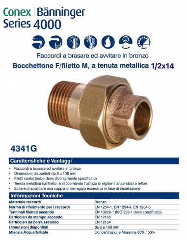 BOCCHETTONE  FILETTO MASCHIO 14x1/2'' TENUTA...