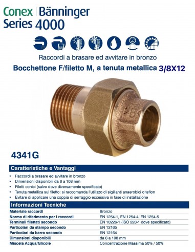 BOCCHETTONE  FILETTO MASCHIO 12x3/8'' TENUTA...