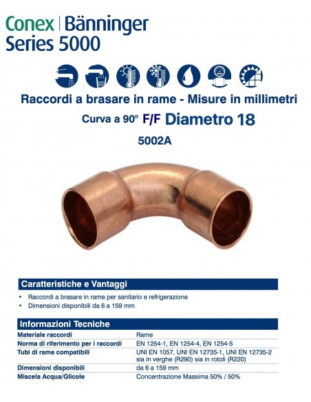 CURVA 90' FEMMINA FEMMINA DIAMETRO 18mm