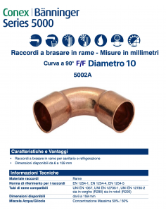 CURVA 90' FEMMINA FEMMINA DIAMETRO 10mm