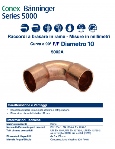 CURVA 90' FEMMINA FEMMINA DIAMETRO 10mm