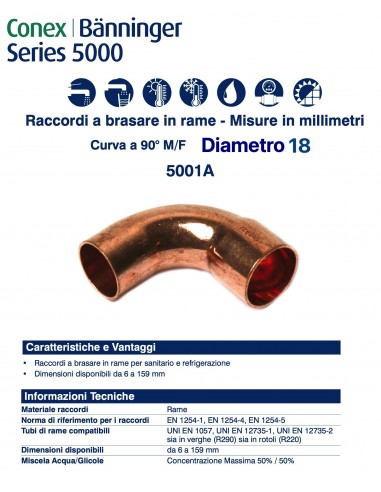 CURVA 90' MASCHIO FEMMINA DIAMETRO 18mm