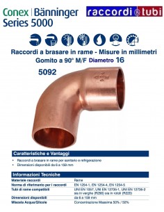 GOMITO 90' MASCHIO FEMMINA DIAMETRO 16mm