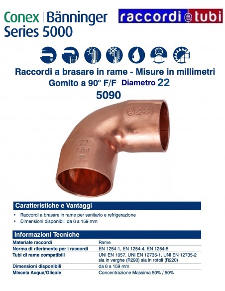 90° Innenwinkel Rohrverschraubung 22 mm Durchmesser