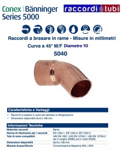 CURVA 45° MASCHIO FEMMINA  DIAMETRO 10mm