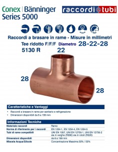 F/F/F Reduziertes T-Stück Durchmesser 28x22x28mm