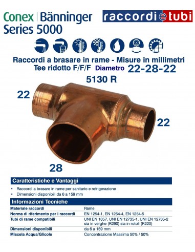 REDUZIERENDE TEE F/F/F DURCHMESSER 22x28x22mm