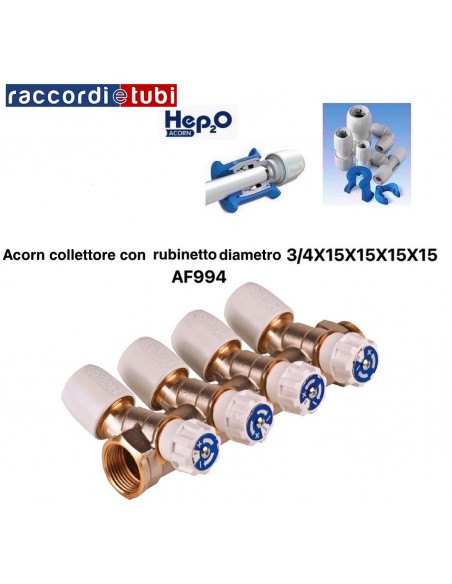 COLLETTORE ACORN CON QUATTRO RUBINETTI DIAMETRO 3/4X15