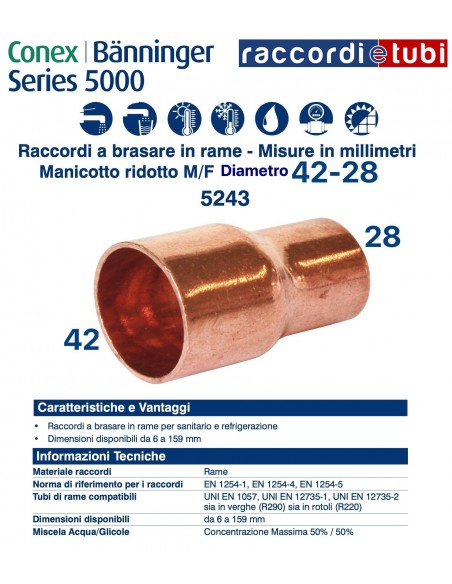 MANICOTTO RIDOTTO M/F D. 42x28mm