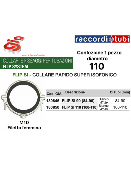 COLLARE NYLON FLIP D.100*110 CONFEZIONE 1 P/Z