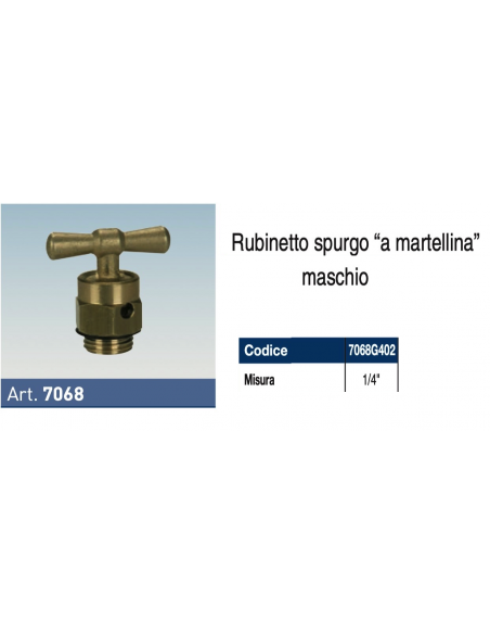 VALVOLA DI SFIATO 1/4 MASCHIO IN OTTON PROFESSIONAL