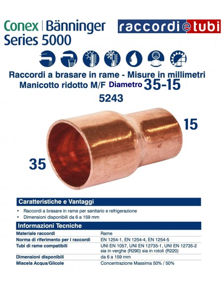 MANICOTTO RIDOTTO M/F D. 35x15mm