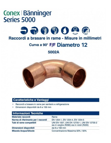 CURVA 90' FEMMINA FEMMINA DIAMETRO 12mm