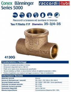 TEE FILETTO FEMMINA  DIAMETRO 35x3/4''x35mm
