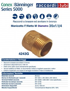 MANICOTTO FILETTO MASCHIO DIAMETRO 35x11/4''