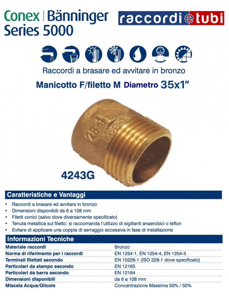 MANICOTTO FILETTO MASCHIO DIAMETRO 35x1''