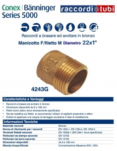 MANICOTTO FILETTO MASCHIO DIAMETRO 22x1''