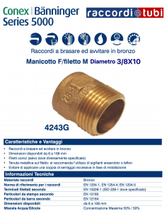 MANICOTTO FILETTO MASCHIO DIAMETRO 10x3/8''
