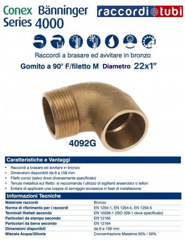 GOMITO A 90° A SALDARE MASCHIO DIAMETRO 22x1''