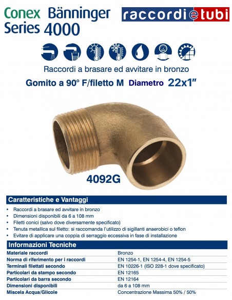GOMITO A 90° A SALDARE MASCHIO DIAMETRO 22x1''