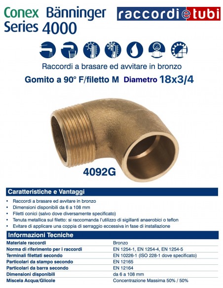 GOMITO A 90° A SALDARE MASCHIO DIAMETRO 18x3/4''