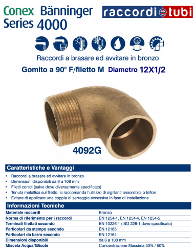 GOMITO A 90° A SALDARE MASCHIO DIAMETRO 12x1/2''