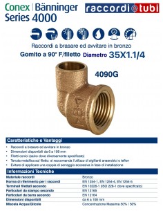GOMITO A 90° A SALDARE FEMMINA DIAMETRO 35x11/4''