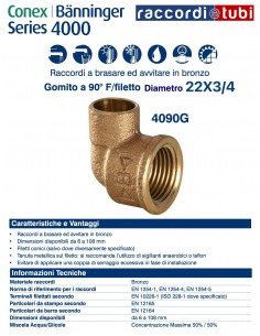 GOMITO A 90° A SALDARE FEMMINA DIAMETRO 22x3/4''
