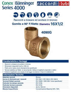 GOMITO A 90° A SALDARE FEMMINA DIAMETRO 16x1/2''