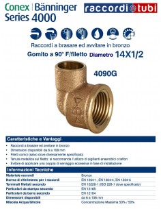 GOMITO A 90° A SALDARE FEMMINA DIAMETRO 14x1/2''