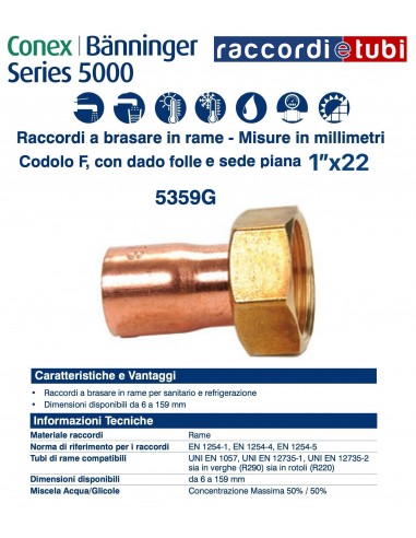 RACCORDO DIRITTO CON GIRELLO F/F 22x1''