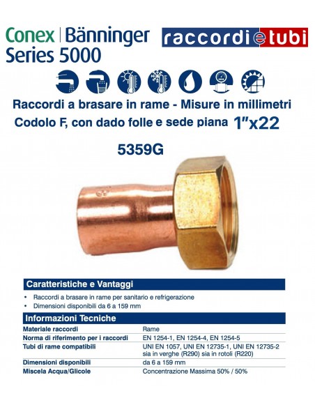 RACCORDO DIRITTO CON GIRELLO F/F 22x1''