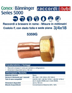 RACCORDO DIRITTO CON GIRELLO F/F 18x3/4''