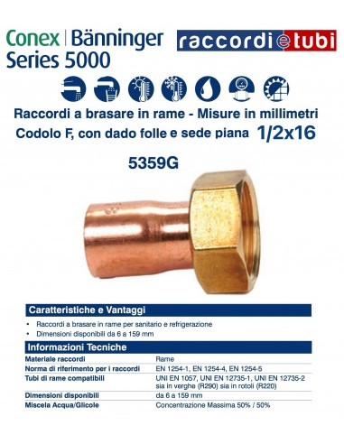 RACCORDO DIRITTO CON GIRELLO F/F 16x1/2''