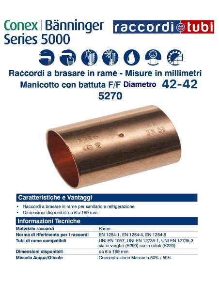 MANICOTTO CON BATTUTA F/F DIAMETRO 42mm