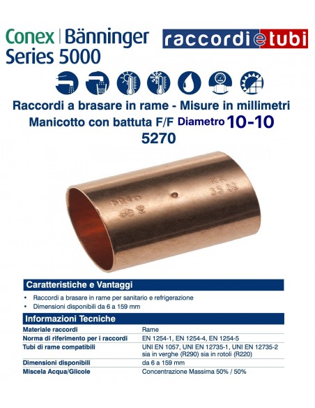 MANICOTTO CON BATTUTA F/F DIAMETRO 10mm