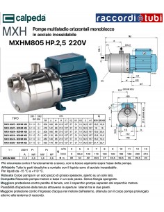 ELEKTROPUMPE CALPEDA HP.2,5 MULTISTUFIG MXHM805 220