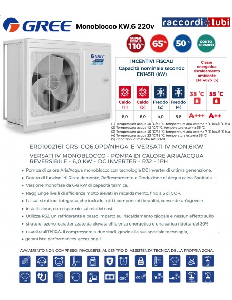 POMPA DI CALORE ARIA/ACQUA KW.6,0 ER01002161