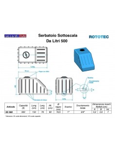 SERBATOIO SOTTOSCALA LITRI 500 ROTOTEC