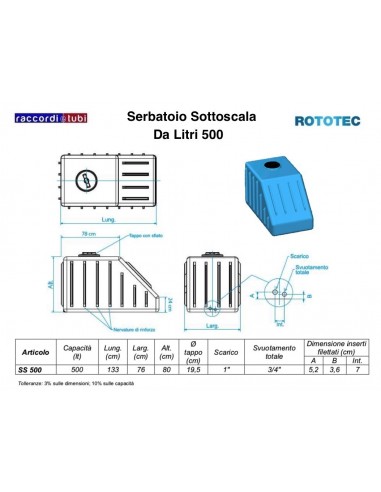 UNTERTREPPE TANK 500 LITER ROTOTEC