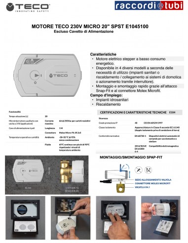 MOTORE TECO 230V MICRO 20" SPST E1045100 PER...