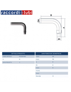 GIUNTO DI TRANSIZIONE CURVO PE/ACCIAIO  40X1.1/4