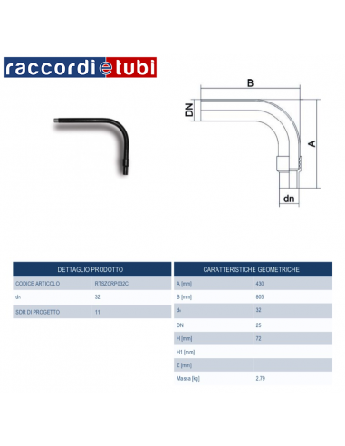 GIUNTO DI TRANSIZIONE CURVO PE/ACCIAIO  25X3/4