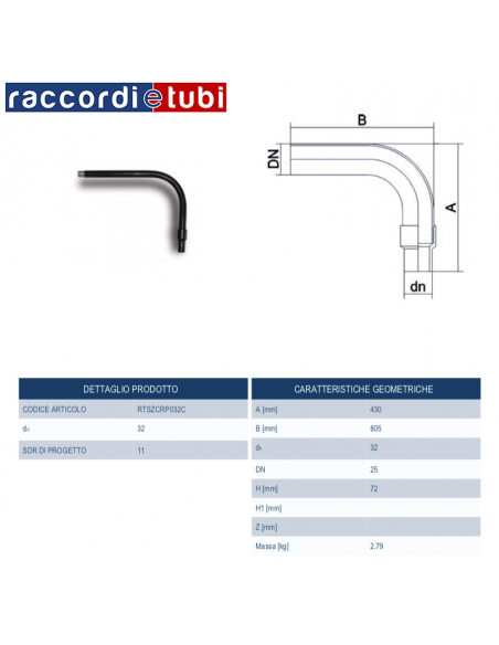 GIUNTO DI TRANSIZIONE CURVO PE/ACCIAIO  25X3/4