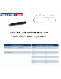 GIUNTO DI TRANSIZIONE DIRITTO PE/ACCIAIO 75X2.1/2