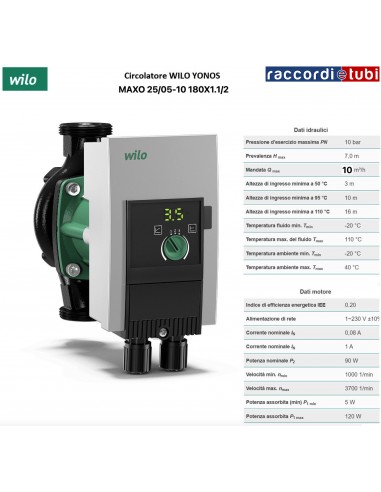 CIRCOLATORE WILO YONOS MAXO 25/05-10 180X1.1/2