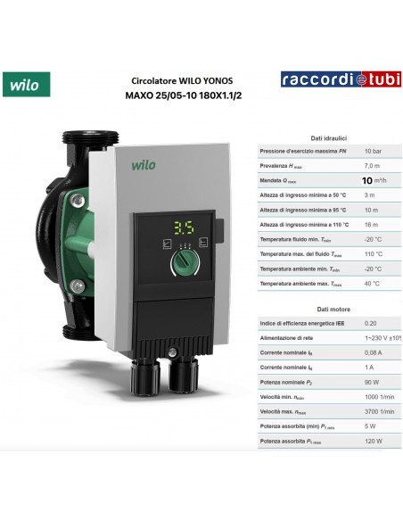 CIRCOLATORE WILO YONOS MAXO 25/05-10 180X1.1/2