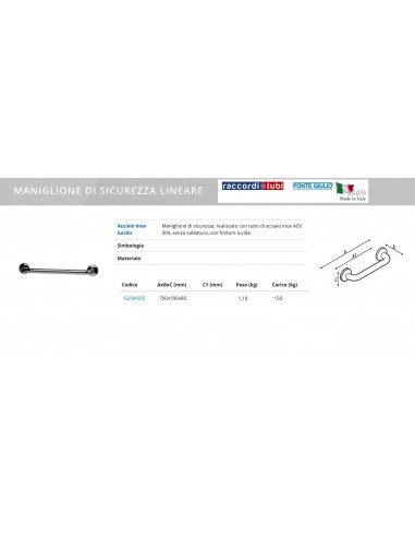 MANIGLIONE SICUREZZA LINEARE 700MM