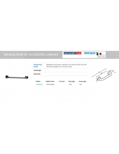 MANIGLIONE SICUREZZA LINEARE 550MM